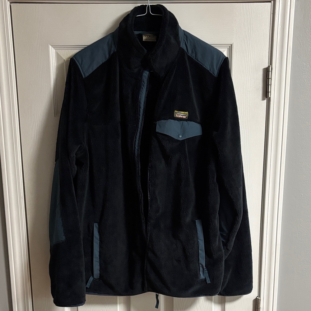 L.L. Bean Men's Navy Hi Pile Full Zip Fleece - Size XLT